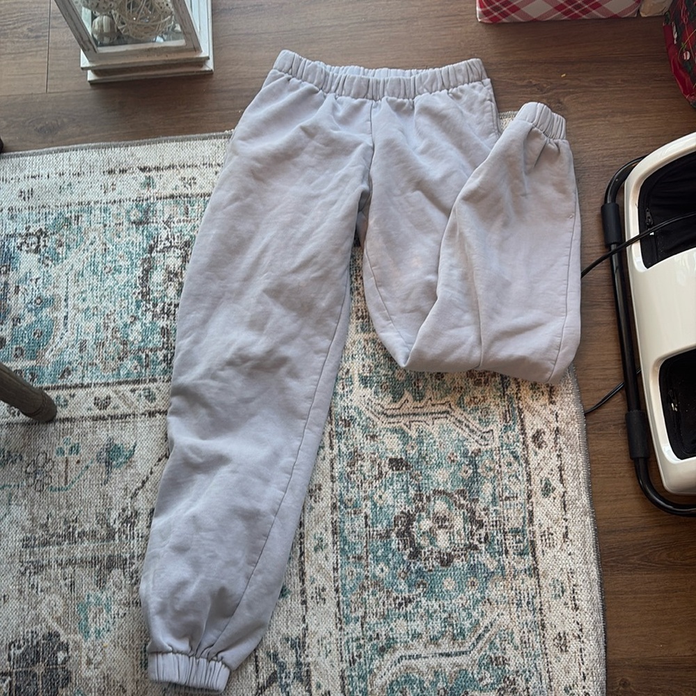 Light blue brandy sweatpants 
Condition: bleach stains on front and back
